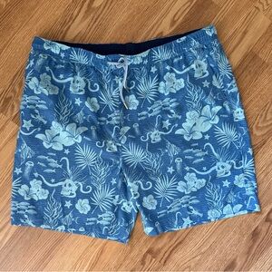 Peter‎ Millar Beachcomber swim trunks blue skulls Sz XL